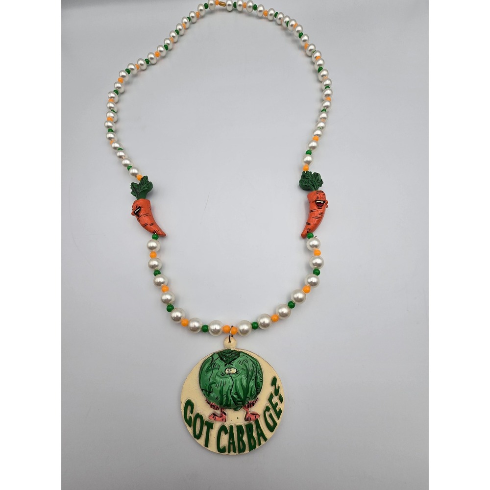 Accent Got Cabbage Necklace Women OS White Green Good Vintage Novelty Carrots